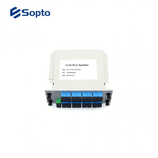 SOPTO Splitter PLC Type Plugin 1× 16 G.657.A1 Input SC/UPC Output SC/UPC SPS-1×16-A1-I-SSU-PP SOPTO Splitter PLC Type Plugin 1× 16 G.657.A1 Input SC/UPC Output SC/UPC SPS-1×16-A1-I-SSU-PP